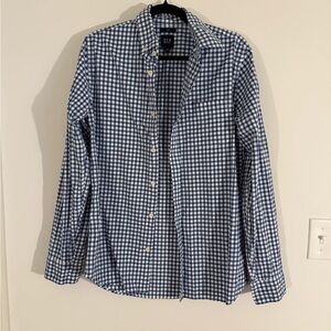 GAP Men's Navy and White Gingham Shirt